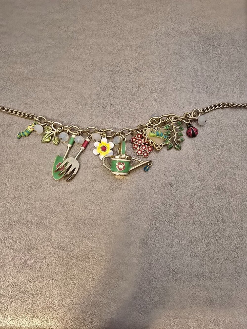 Betsy Johnson gardening theme necklace